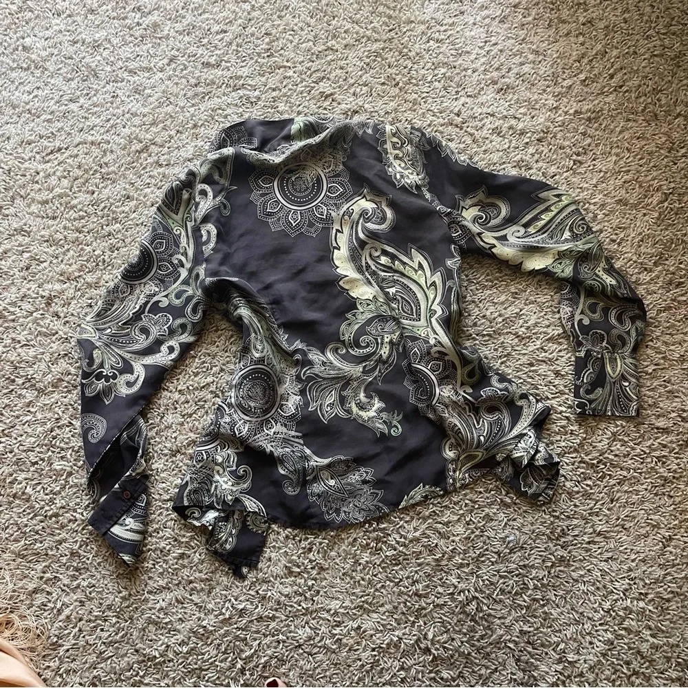 Ann Taylor Black Paisley-Print Blazer with Cream & Green Accents - Picture 6 of 7